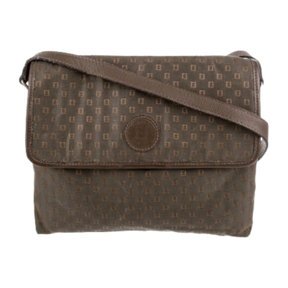 Fendi Vintage Micro Zucchino Tan Brown Canvas Crossbody Bag - Picture 1 of 10